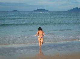 Running on the beach in Vietnam