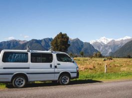 Camper van and Southern Alps