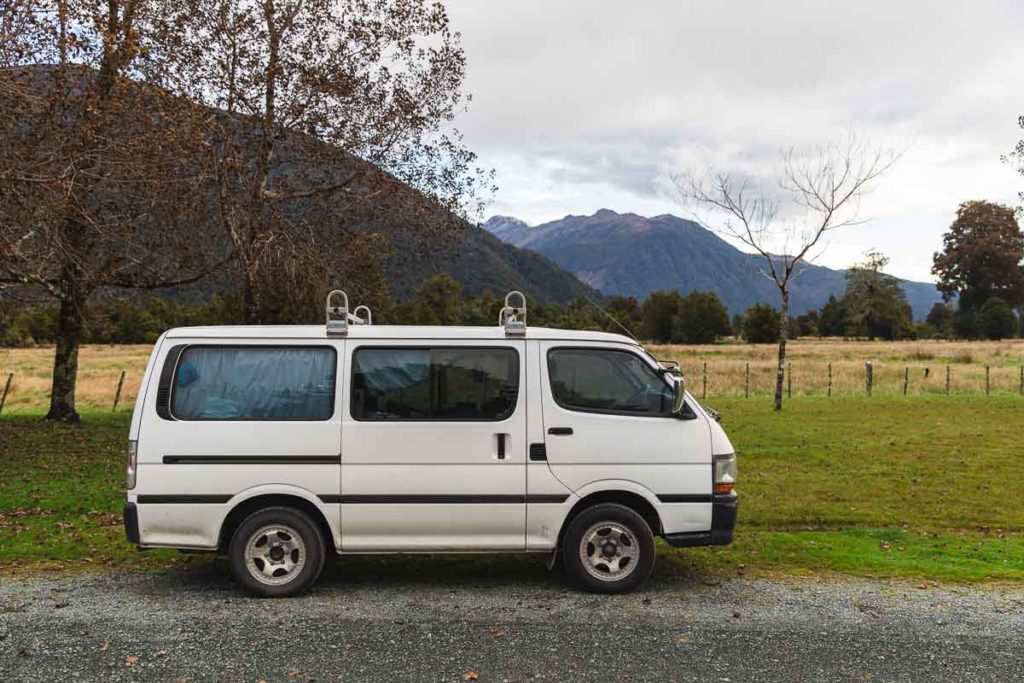 Van at Fox Glacier Holiday Park, New Zealand