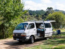 Self contained van at Little Waipa