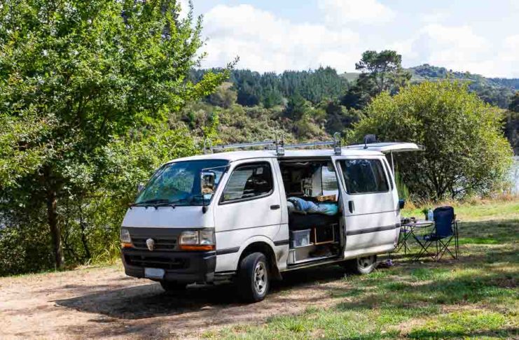 Self contained van at Little Waipa